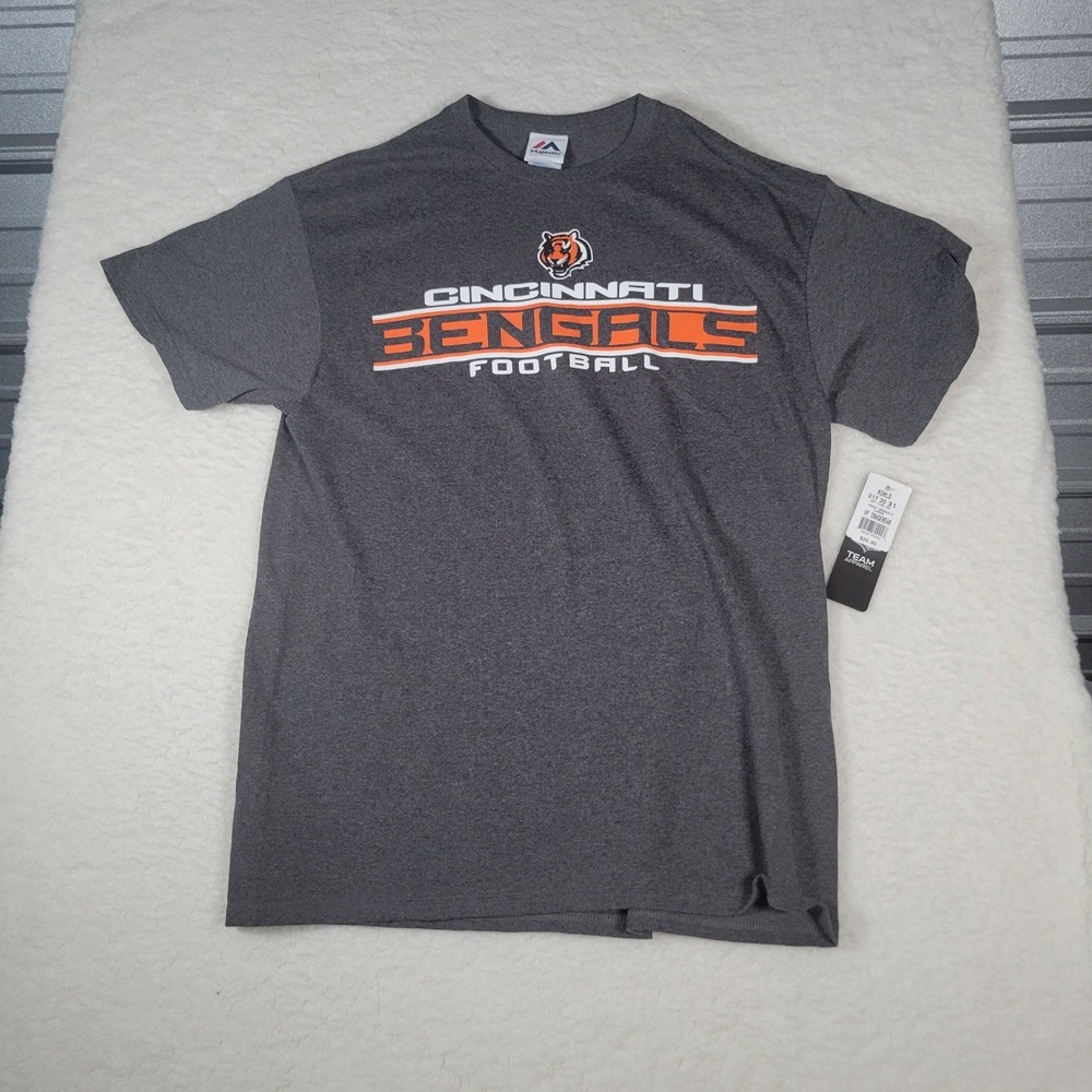 Majestic Cincinnati Bengals T-Shirt Mens Size Large Charcoal Grey NFL Graphic